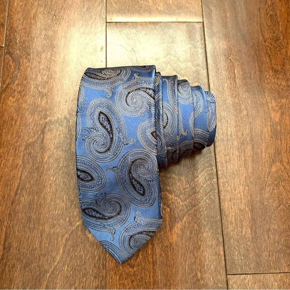 Santorelli Men’s 100% Silk Purple Paisley Woven Tie, Hand Made in Italy
